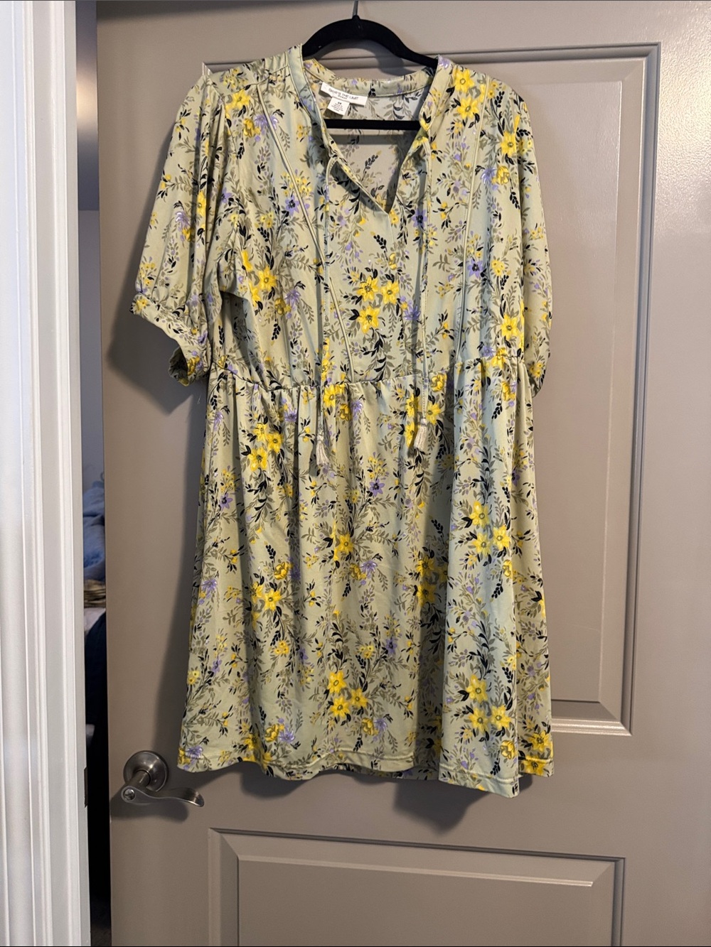 Skye's the Limit Sage Floral Mini Dress with Yellow Accents
